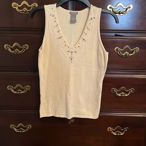 Beautiful sleeveless sweater with bead detailing size small petite